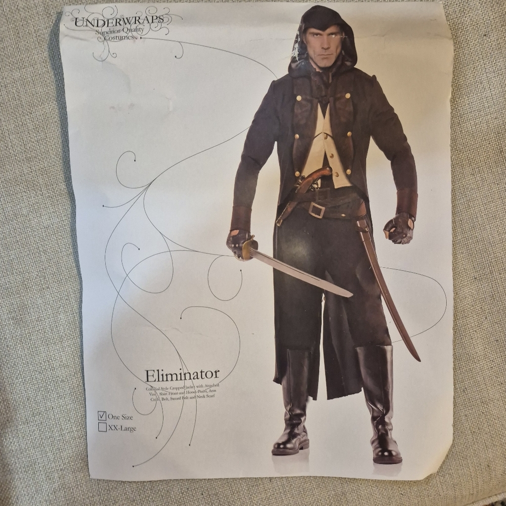 Underwraps Men's Eliminator Costume SIZE OS